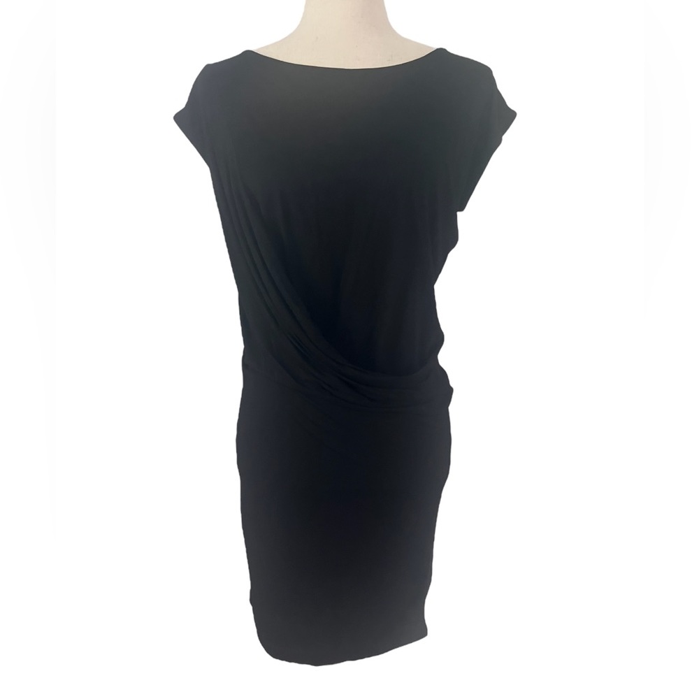 All Saints Short Sleeve Black Sable Dress size 2 ruched mini
